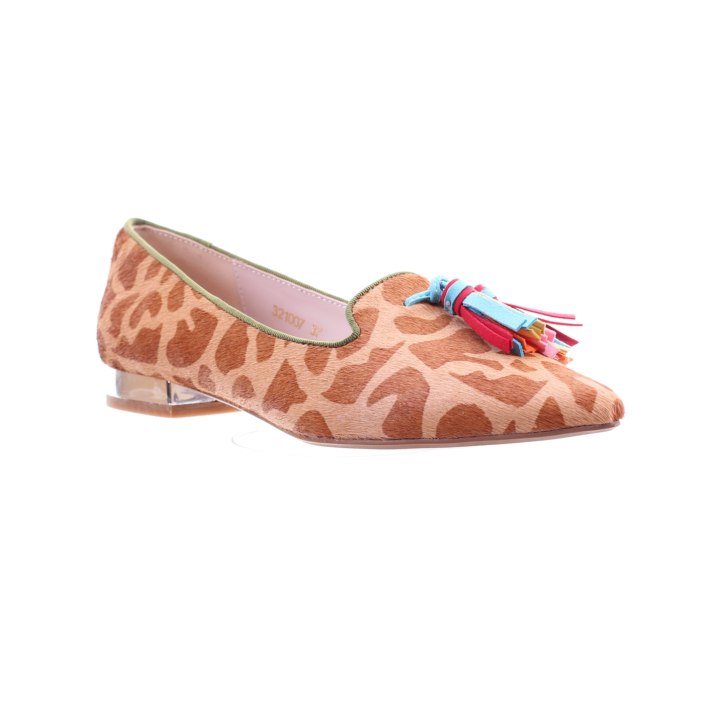 Giraffe print pointed toe ballerina