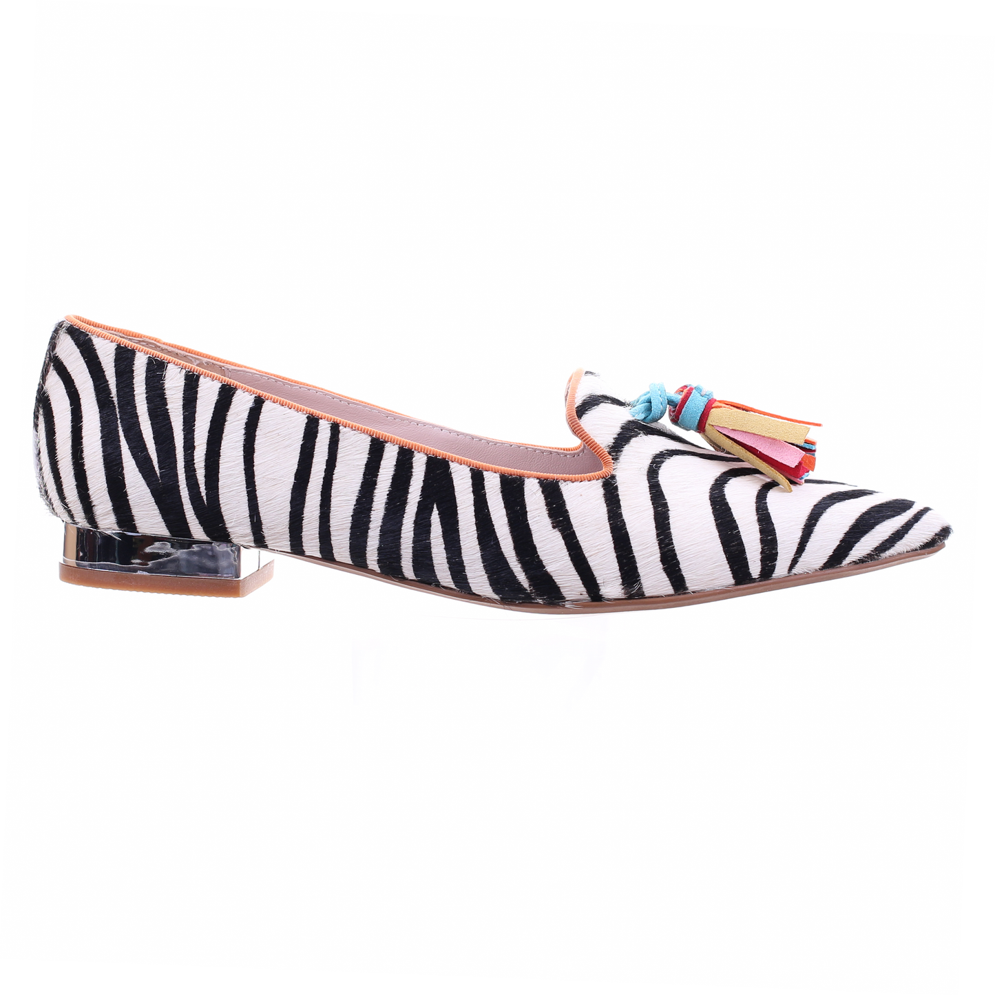 Zebra print pointed toe ballerina