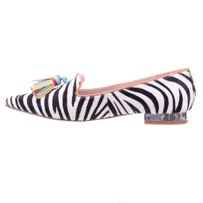 Zebra print pointed toe ballerina