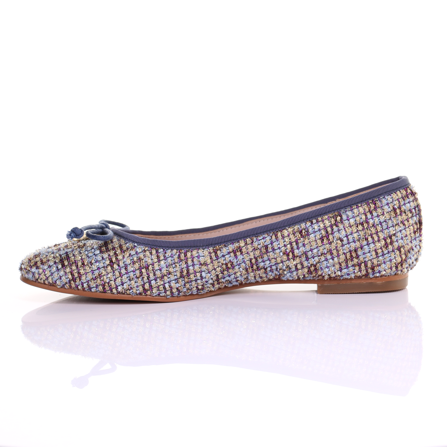 Embroidered fabric ballerina (Blue)