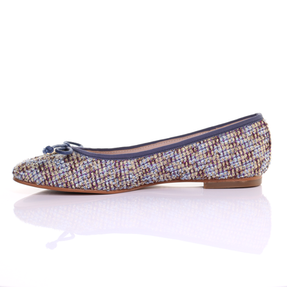 Embroidered fabric ballerina (Blue)