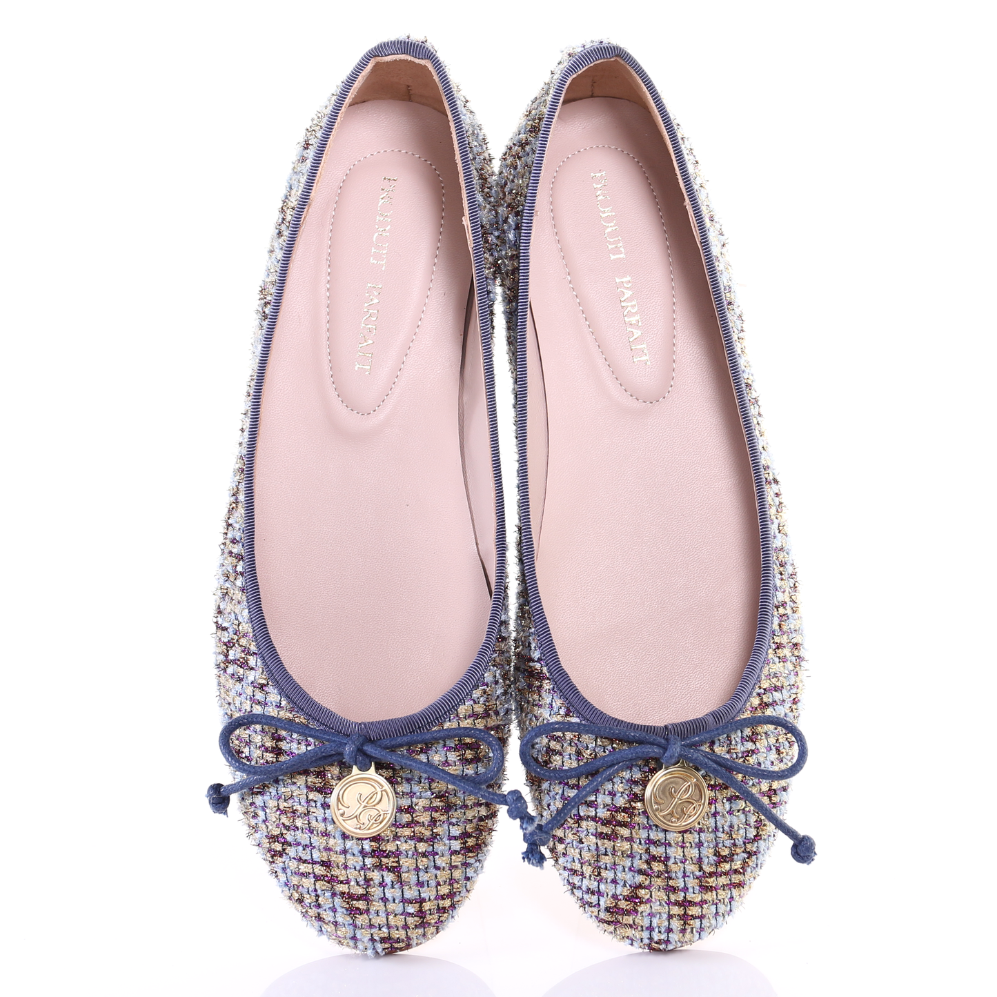 Embroidered fabric ballerina (Blue)