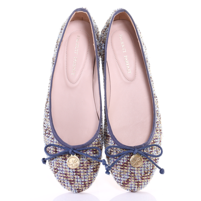 Embroidered fabric ballerina (Blue)