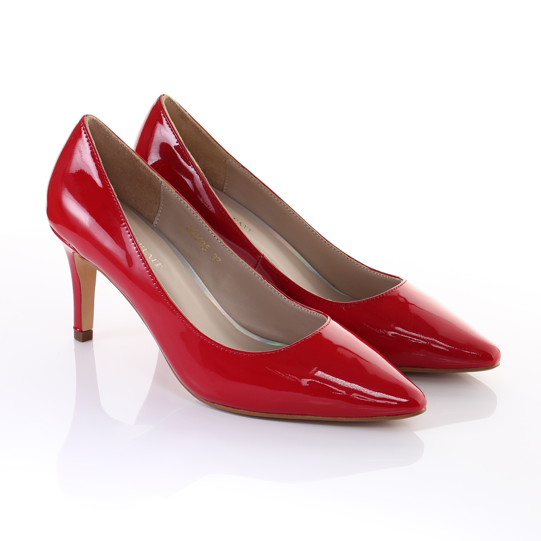 Sensual Metal Bar Detail Pointed Toe Patent Leather Stiletto Pumps