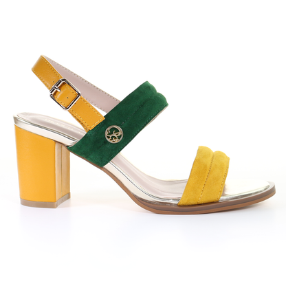 Double strappy 7.5cm block heel sandal-Mustard