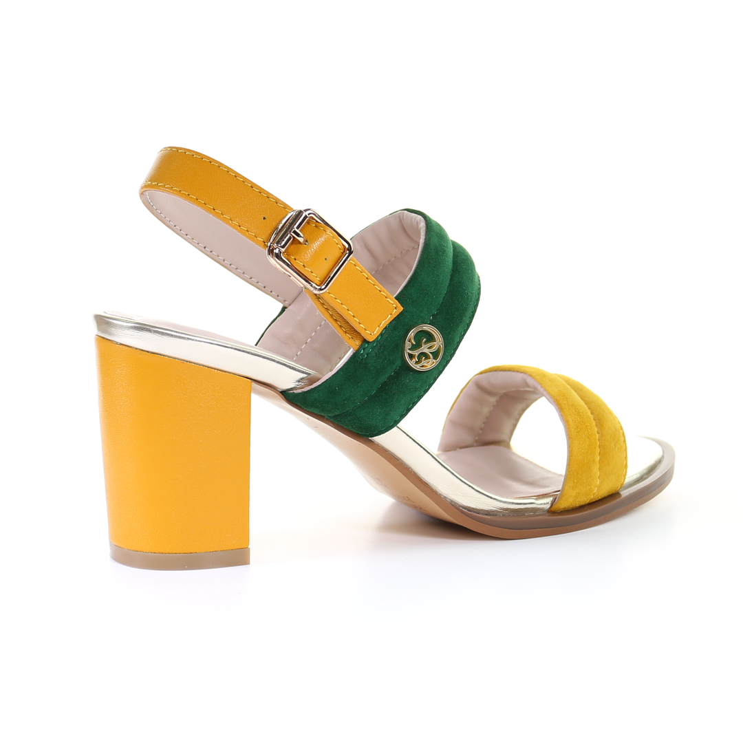 Double strappy 7.5cm block heel sandal-Mustard