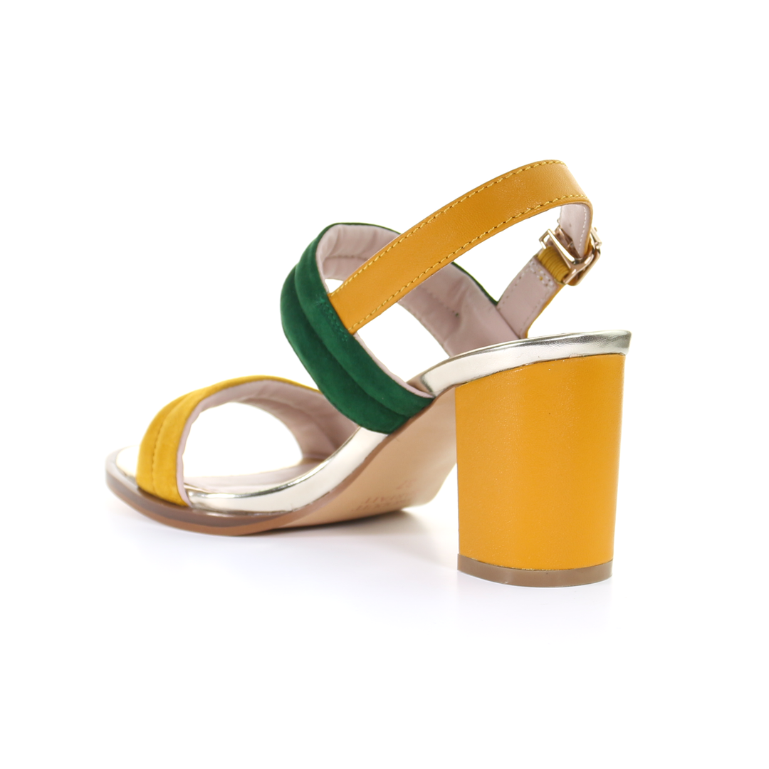 Double strappy 7.5cm block heel sandal-Mustard