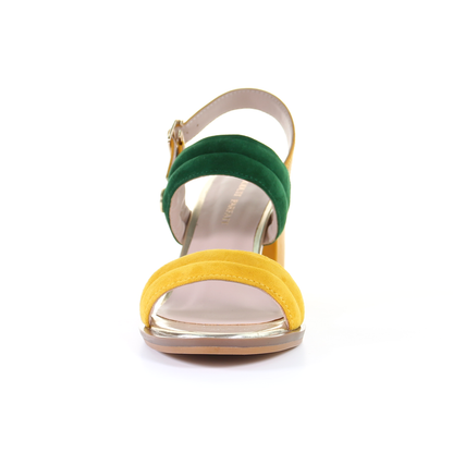 Double strappy 7.5cm block heel sandal-Mustard