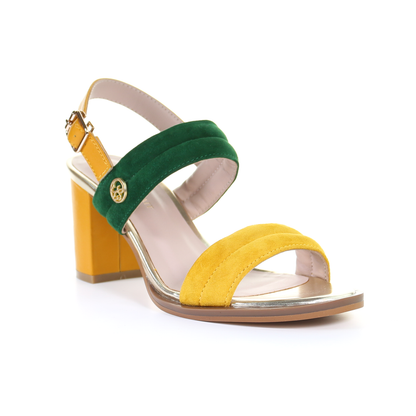 Double strappy 7.5cm block heel sandal-Mustard