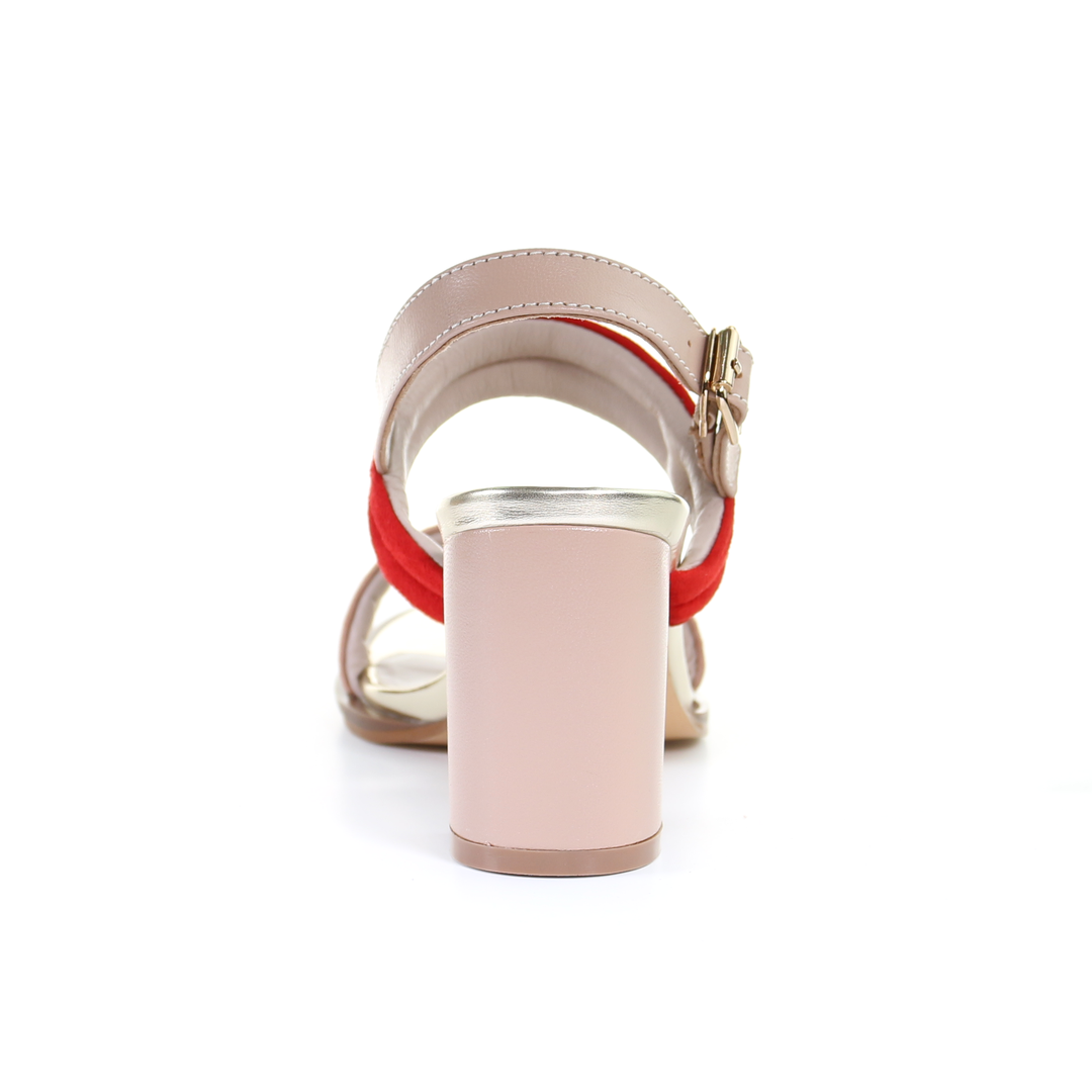Double strappy 7.5cm block heel sandal-Pink