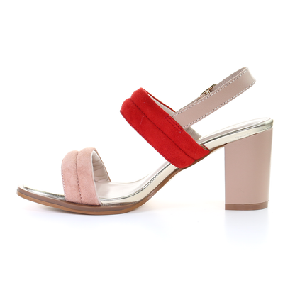 Double strappy 7.5cm block heel sandal-Pink