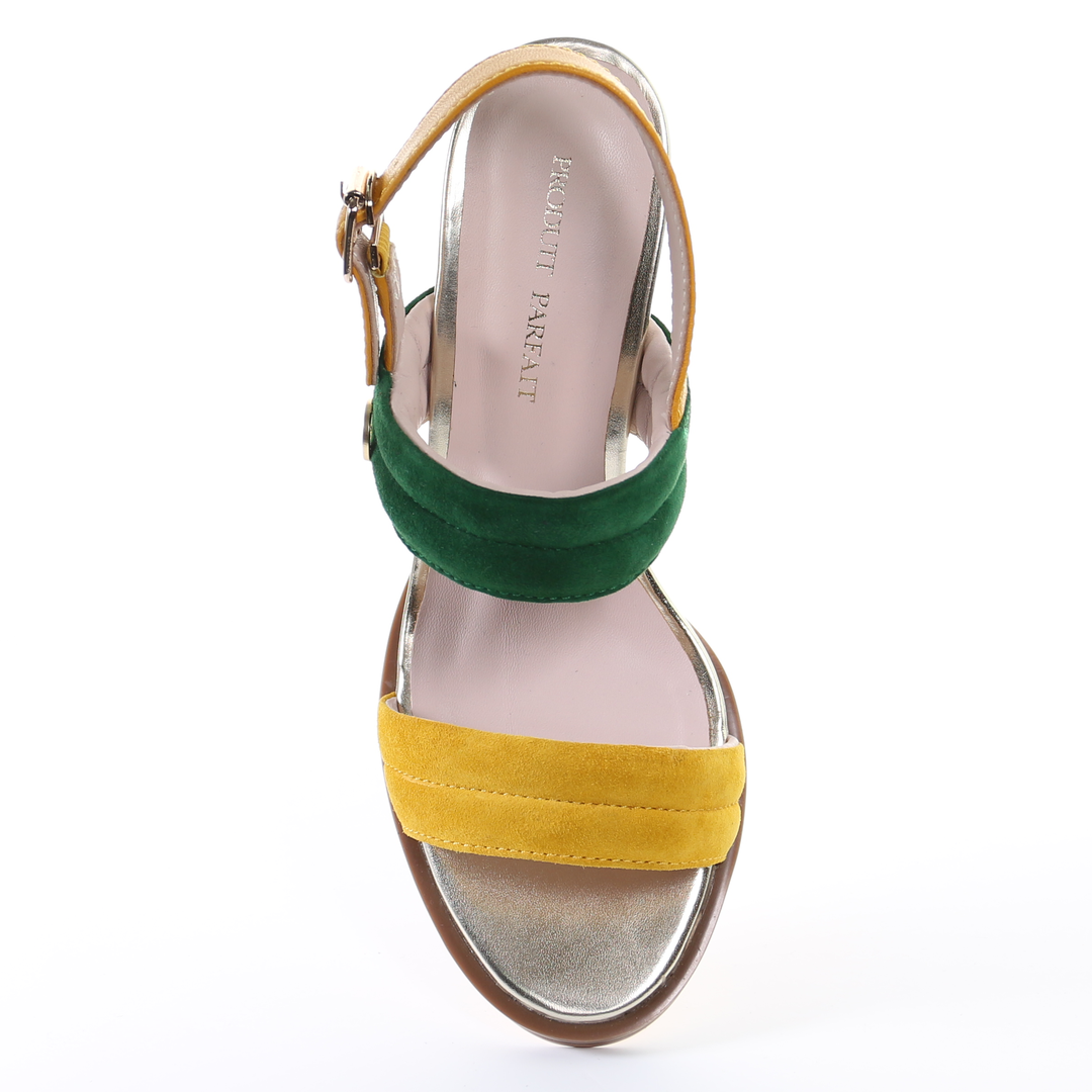 Double strappy 7.5cm block heel sandal-Mustard