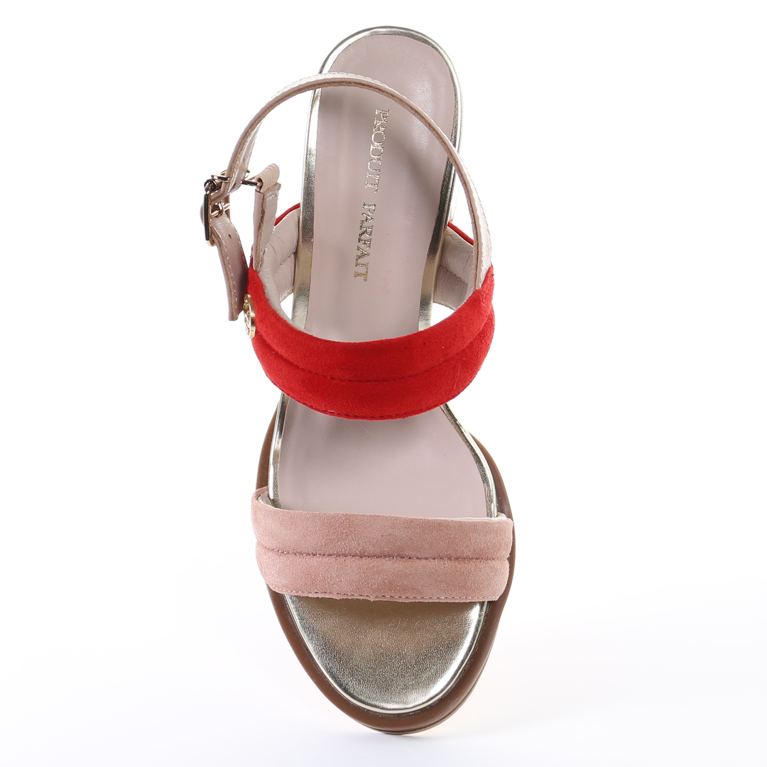 Double strappy 7.5cm block heel sandal-Pink