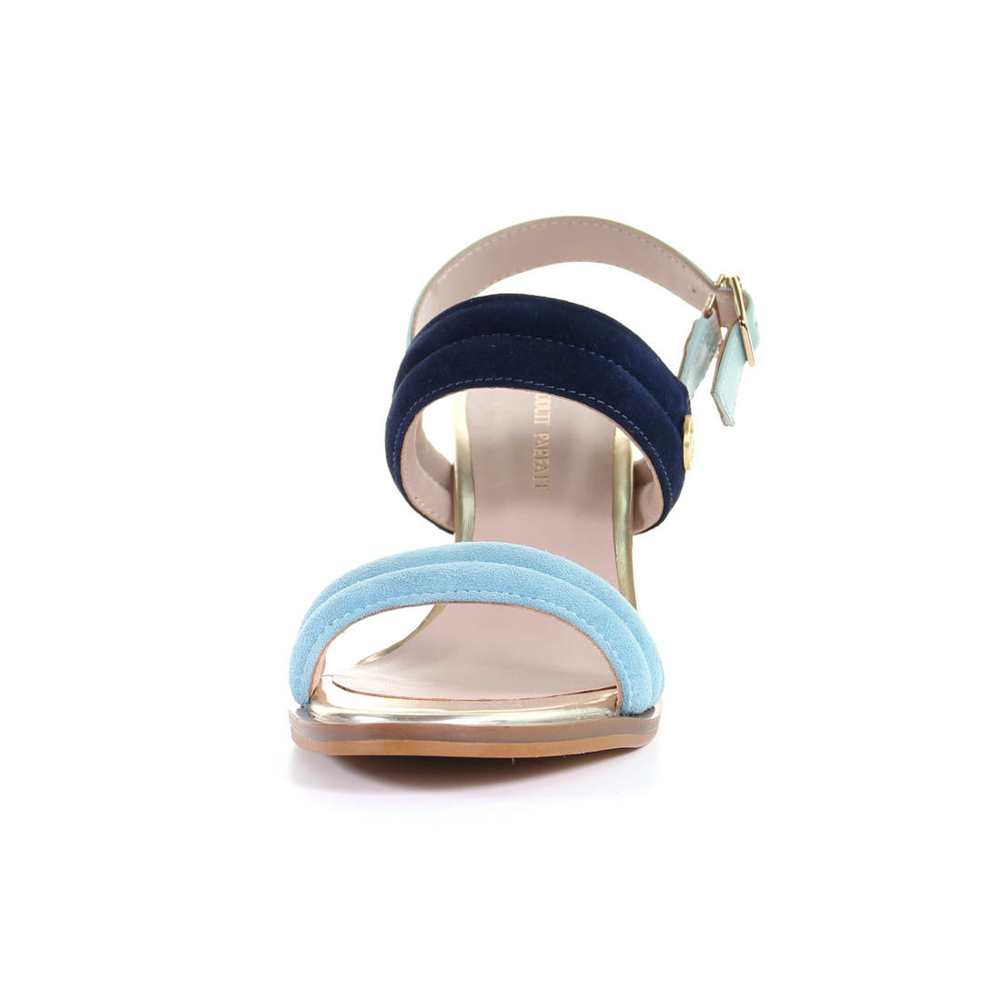 Double strappy 7.5cm block heel sandal-Blue
