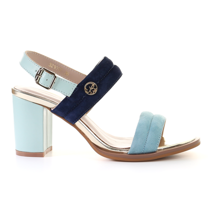 Double strappy 7.5cm block heel sandal-Blue