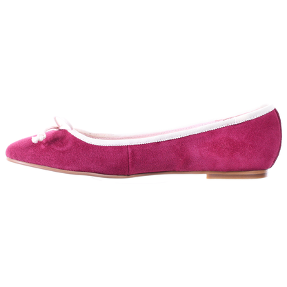 Bow suede ballerina (Magenta)