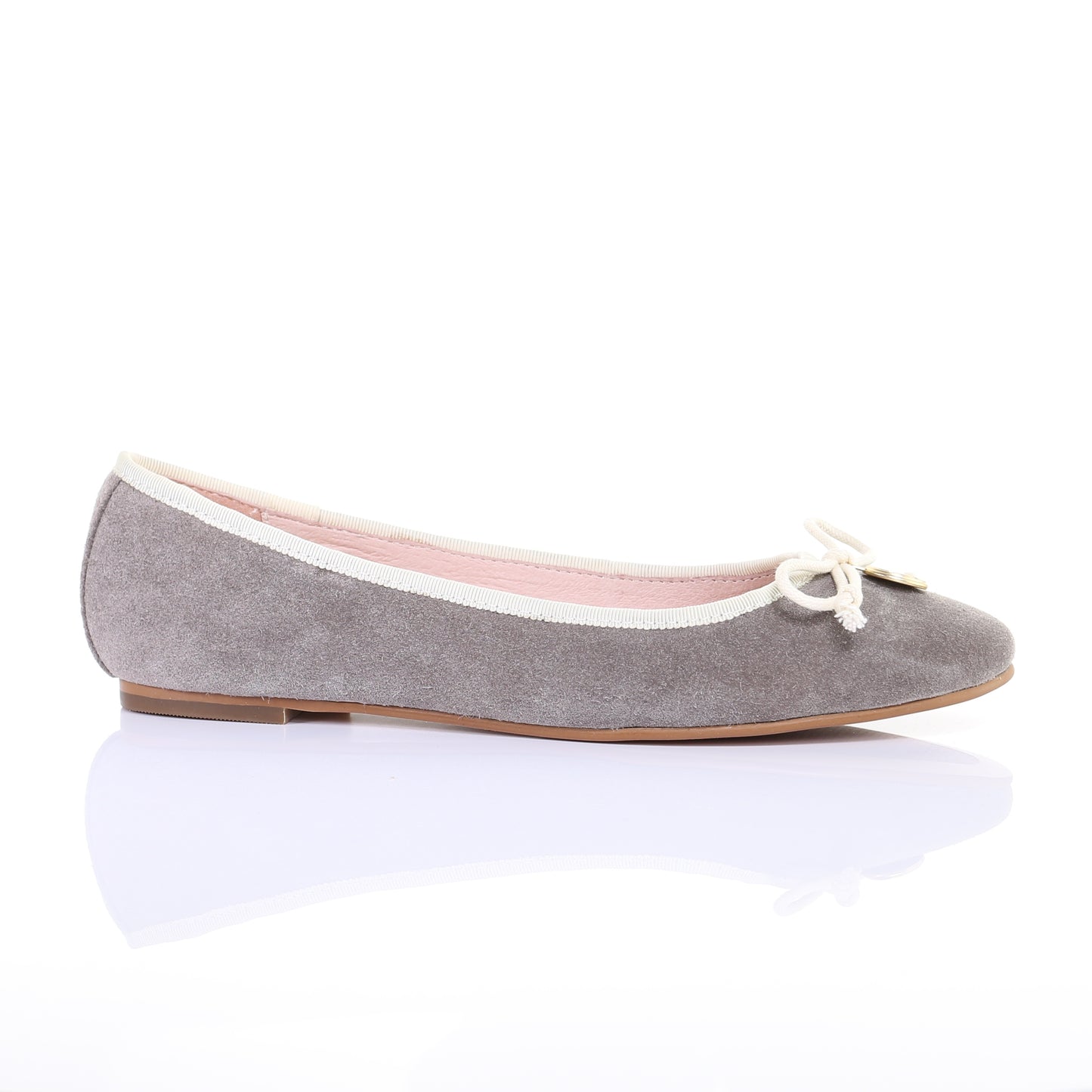 Bow suede ballerina (Grey)