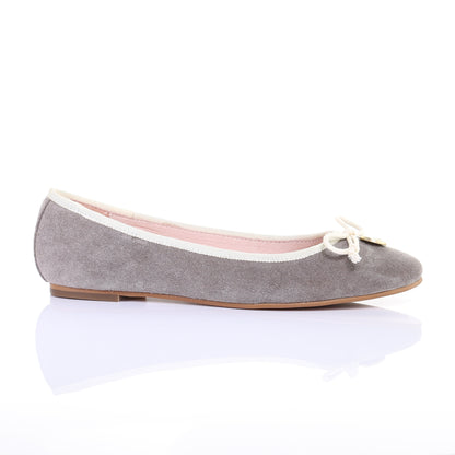 Bow suede ballerina (Grey)