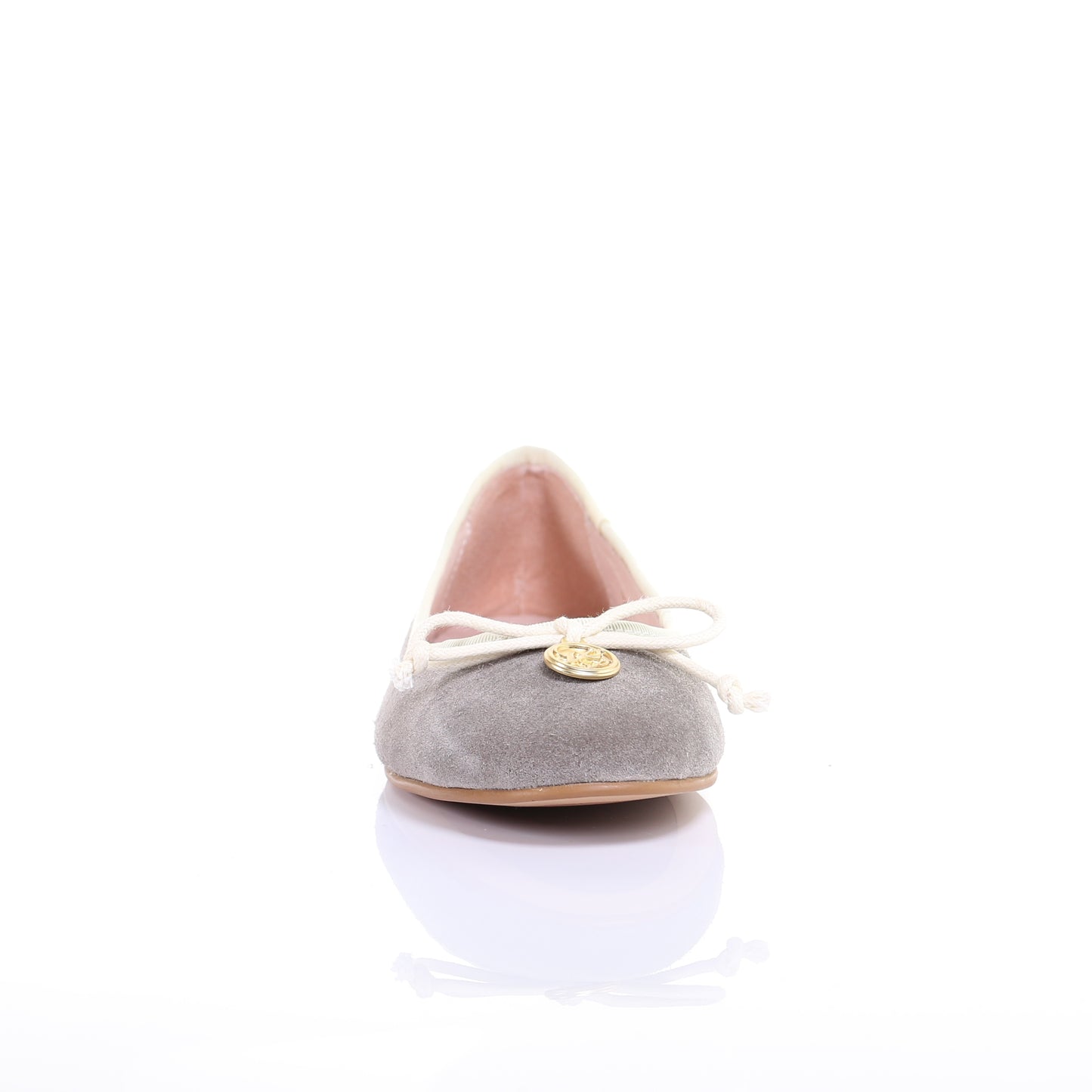Bow suede ballerina (Grey)