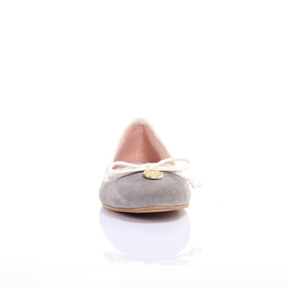 Bow suede ballerina (Grey)