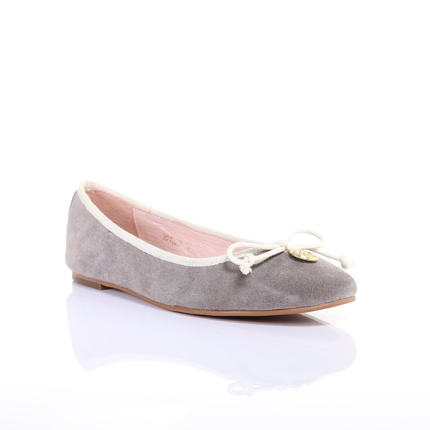 Bow suede ballerina (Grey)