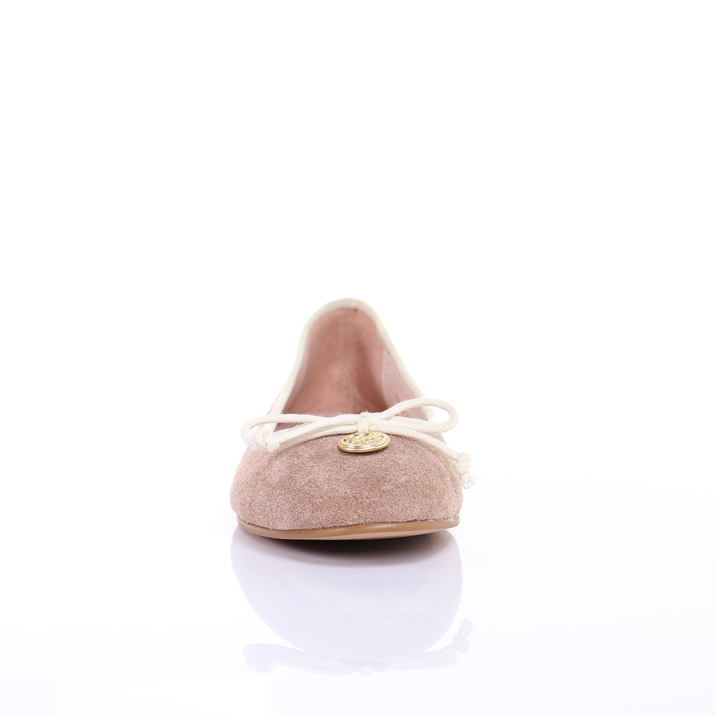 Bow suede ballerina (Beige)