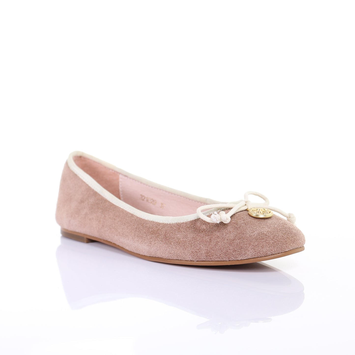 Bow suede ballerina (Beige)