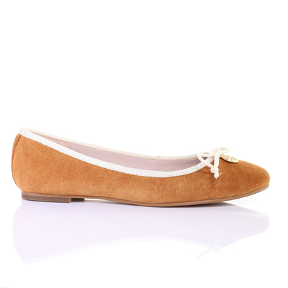 Bow suede ballerina (Camel)