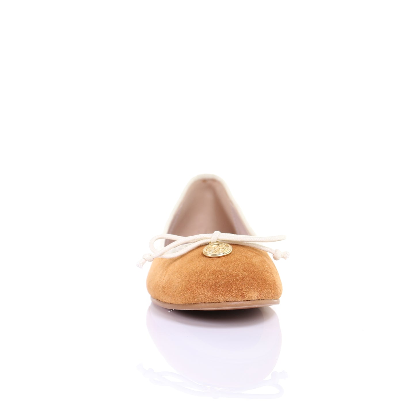 Bow suede ballerina (Camel)
