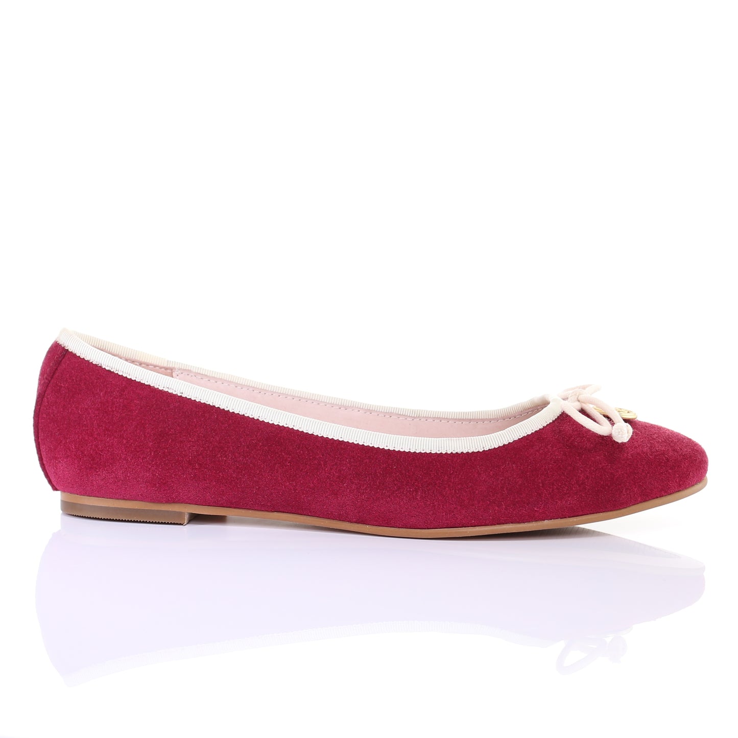 Bow suede ballerina (Magenta)