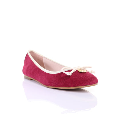 Bow suede ballerina (Magenta)