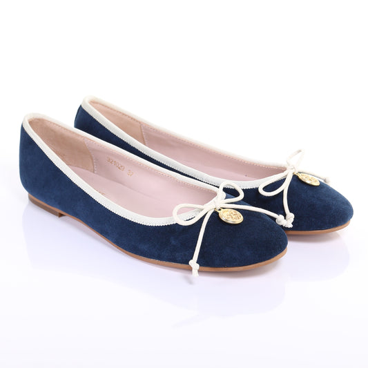 Bow suede ballerina (Navy)