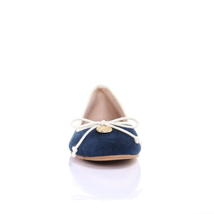 Bow suede ballerina (Navy)