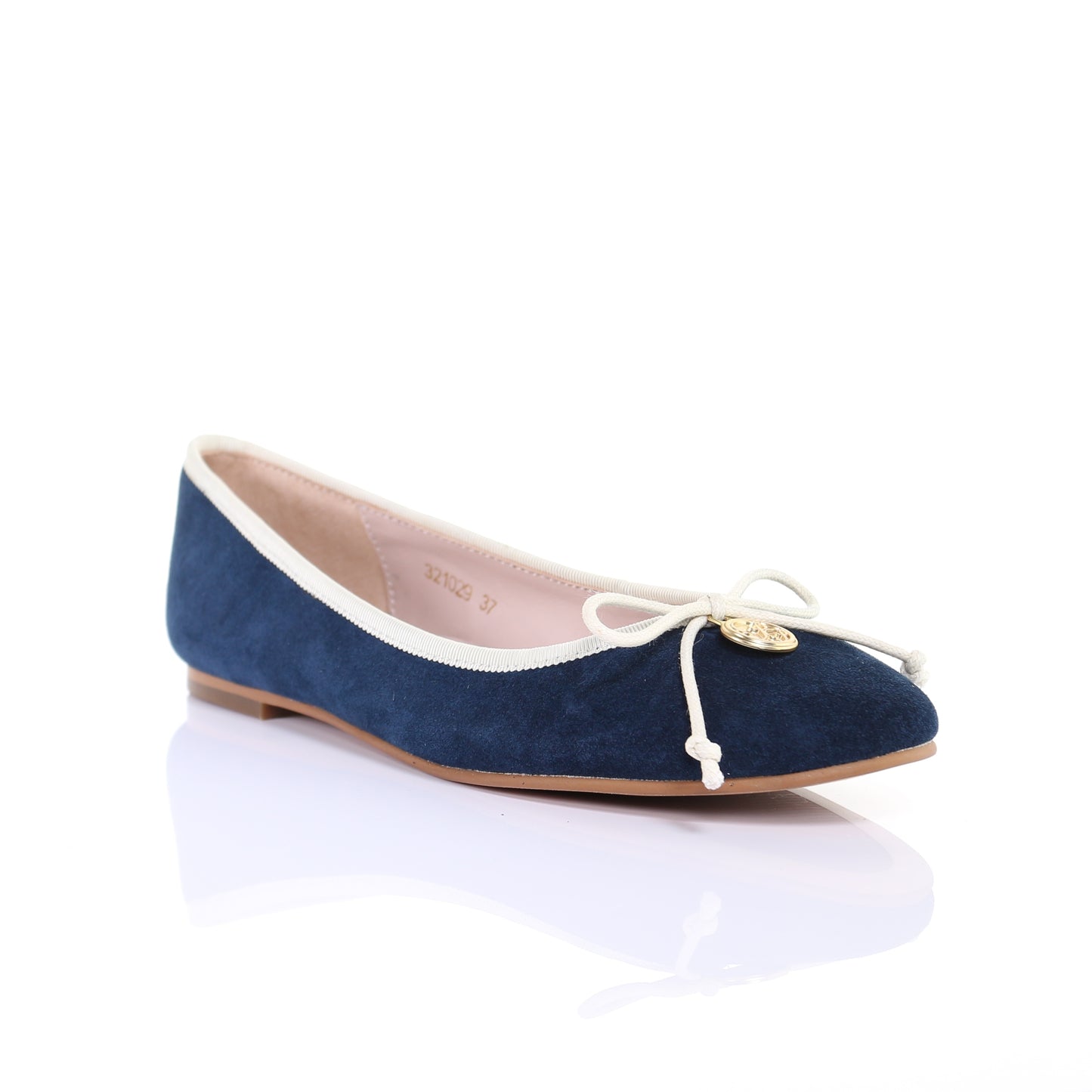 Bow suede ballerina (Navy)