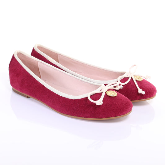 Bow suede ballerina (Magenta)