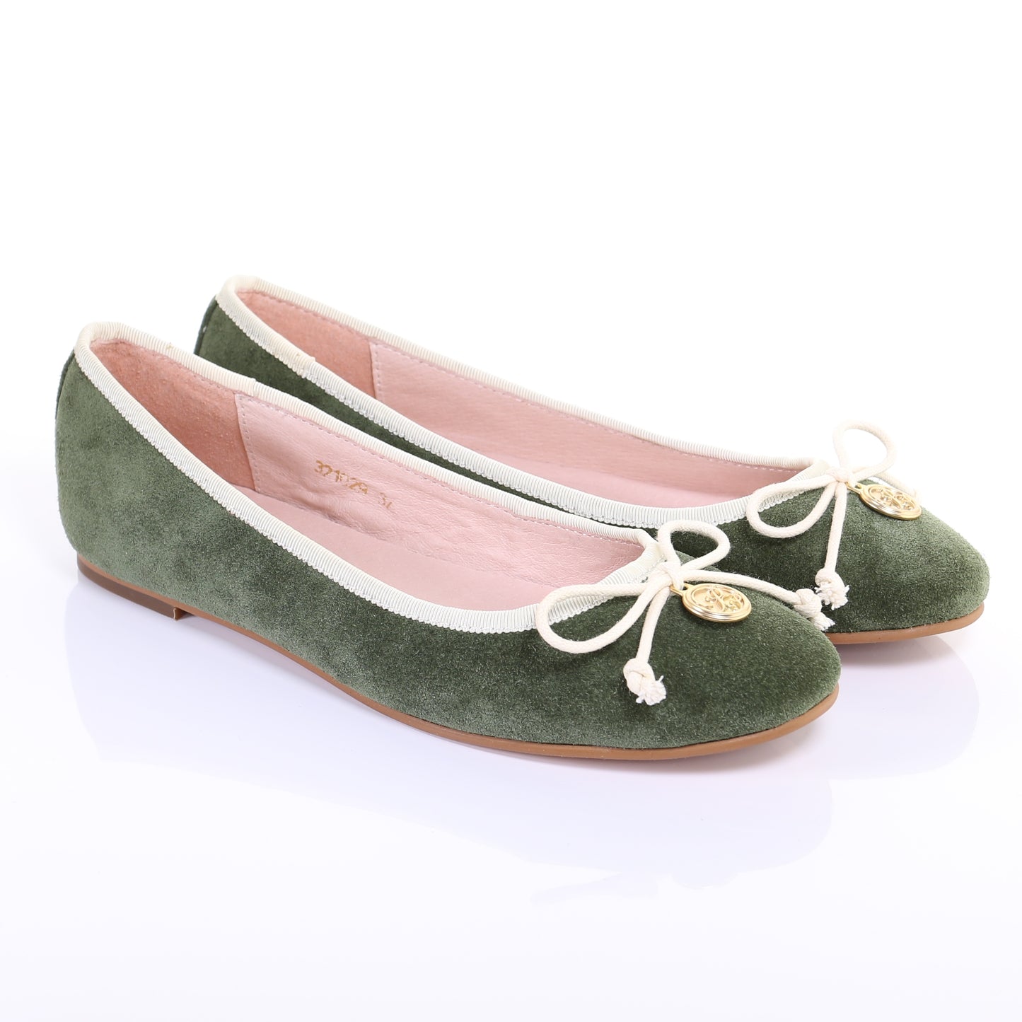 蝴蝶結絨面革芭蕾舞鞋（綠色）