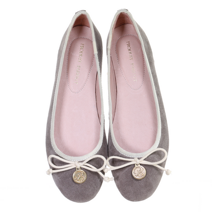 Bow suede ballerina (Grey)
