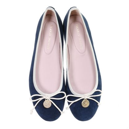 Bow suede ballerina (Navy)