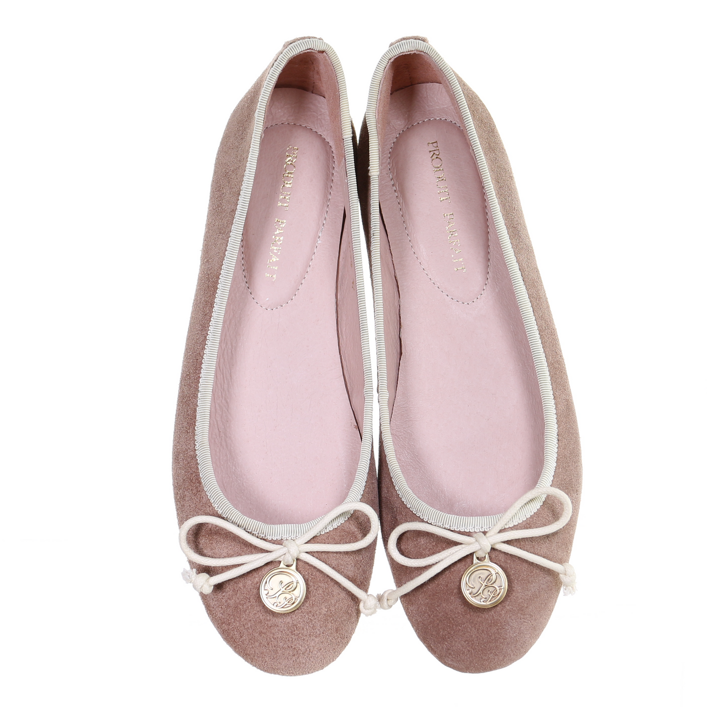 Bow suede ballerina (Beige)