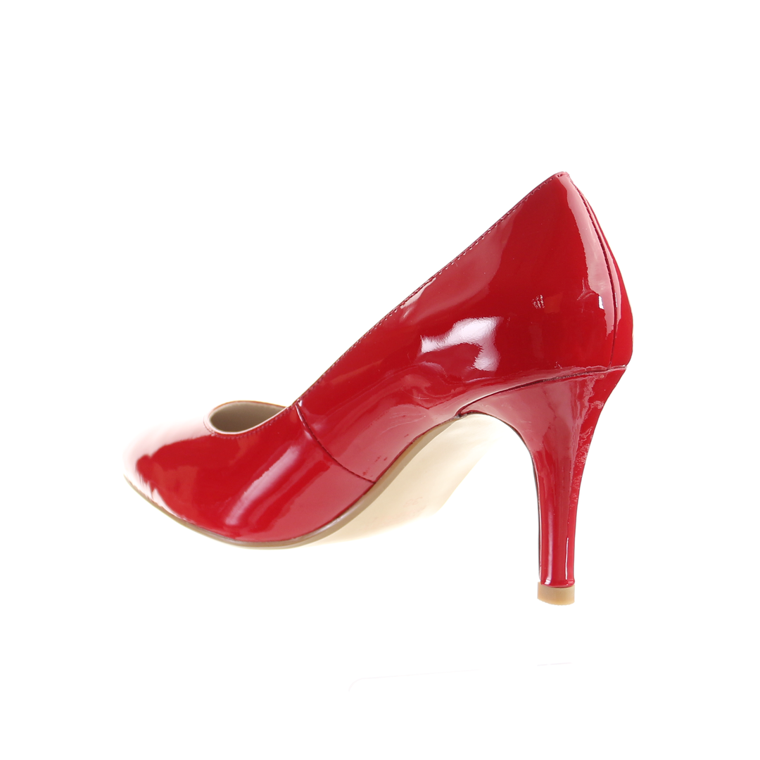 Patent Leather 8cm Pin Heel Round Toe Pumps Red