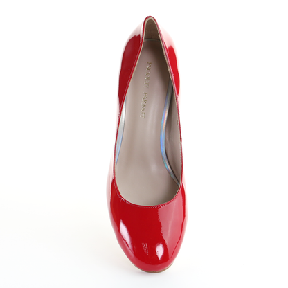 Patent Leather 8cm Pin Heel Round Toe Pumps-Red