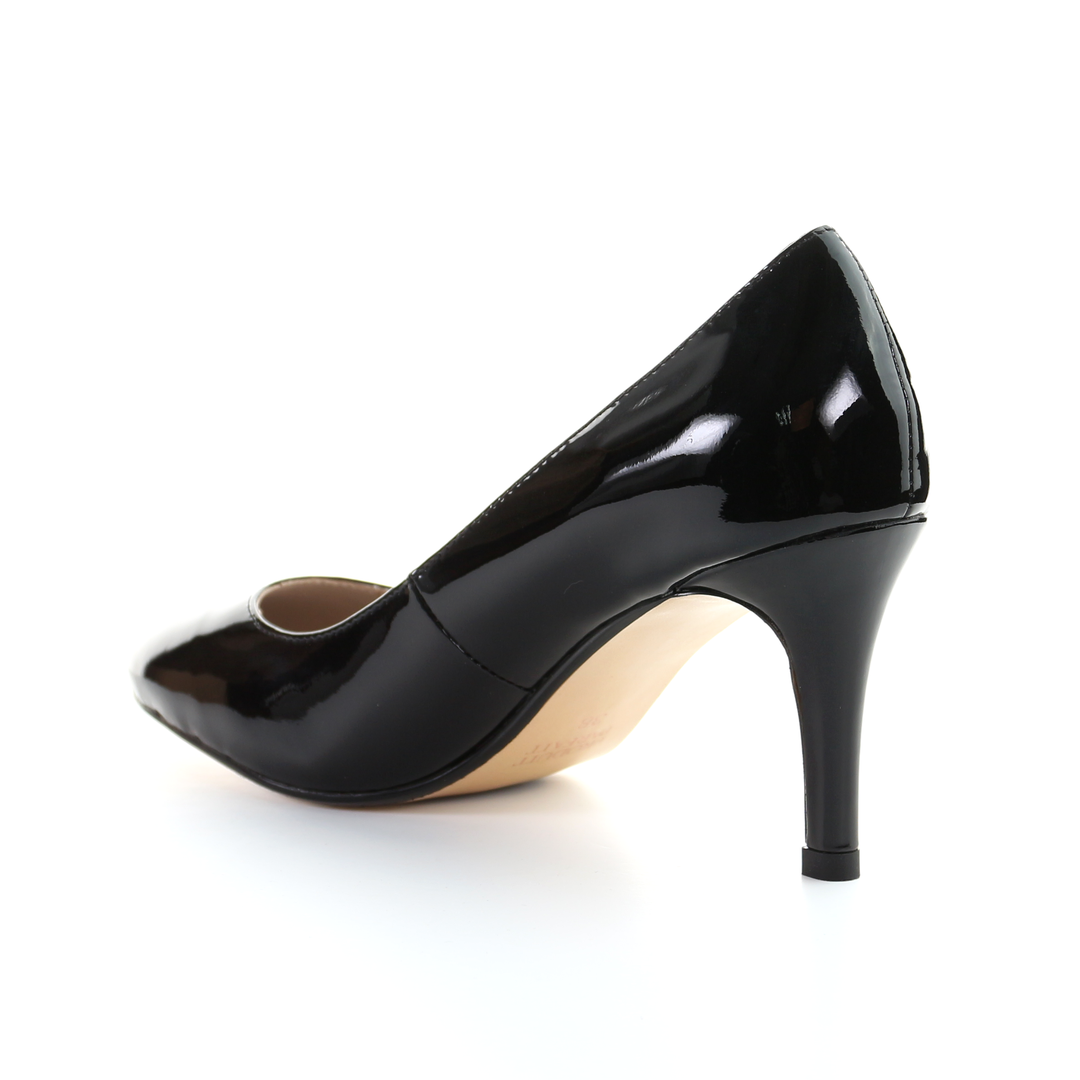Patent Leather 8cm Pin Heel Round Toe Pumps Black PRODUIT PARFAIT