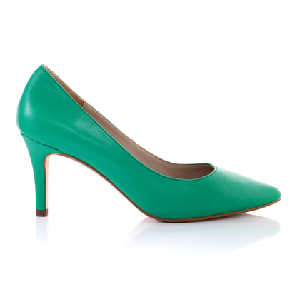 Leather 8cm Pin Heel Pointed Toe Pumps-Green