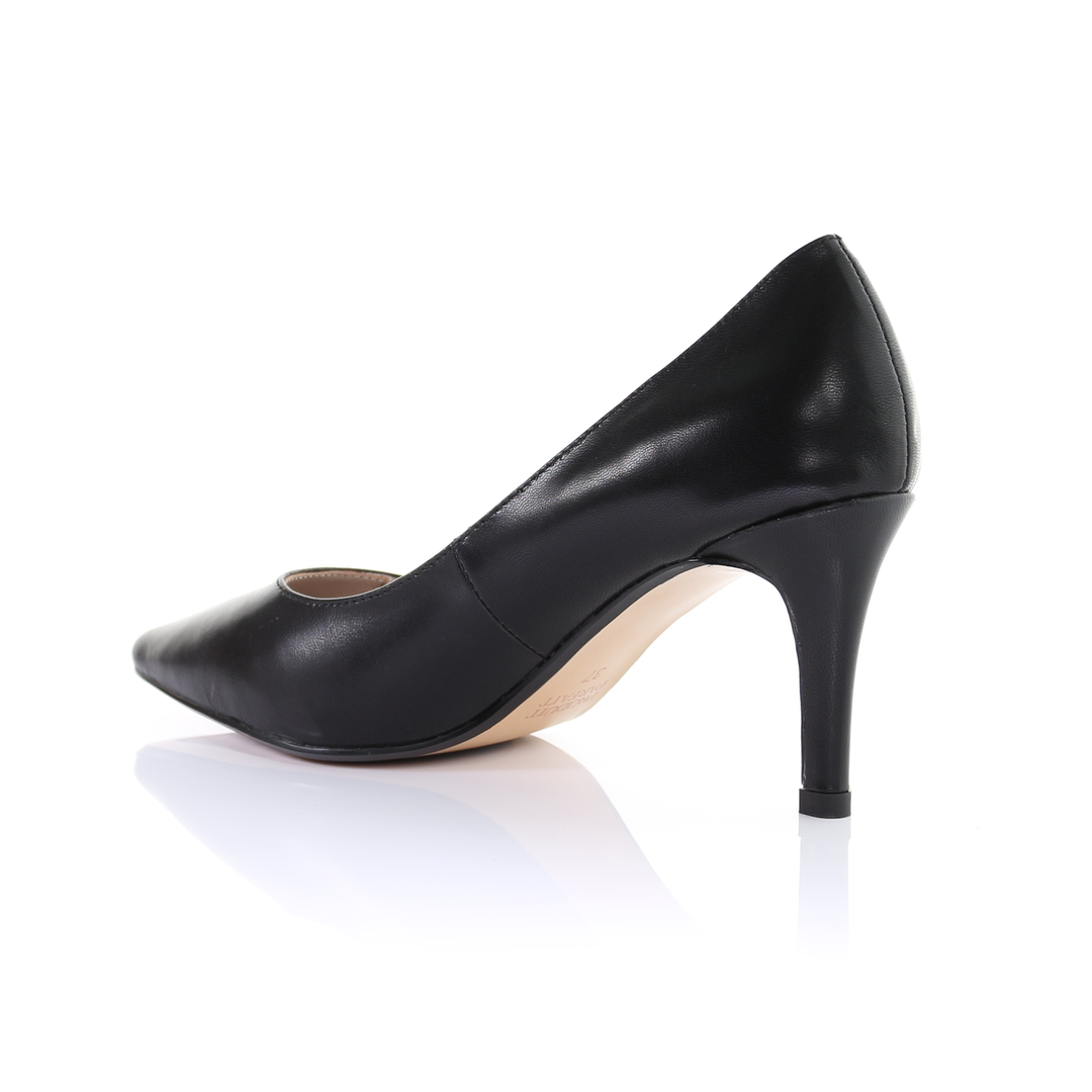 Leather 8cm Pin Heel Pointed Toe Pumps-Black