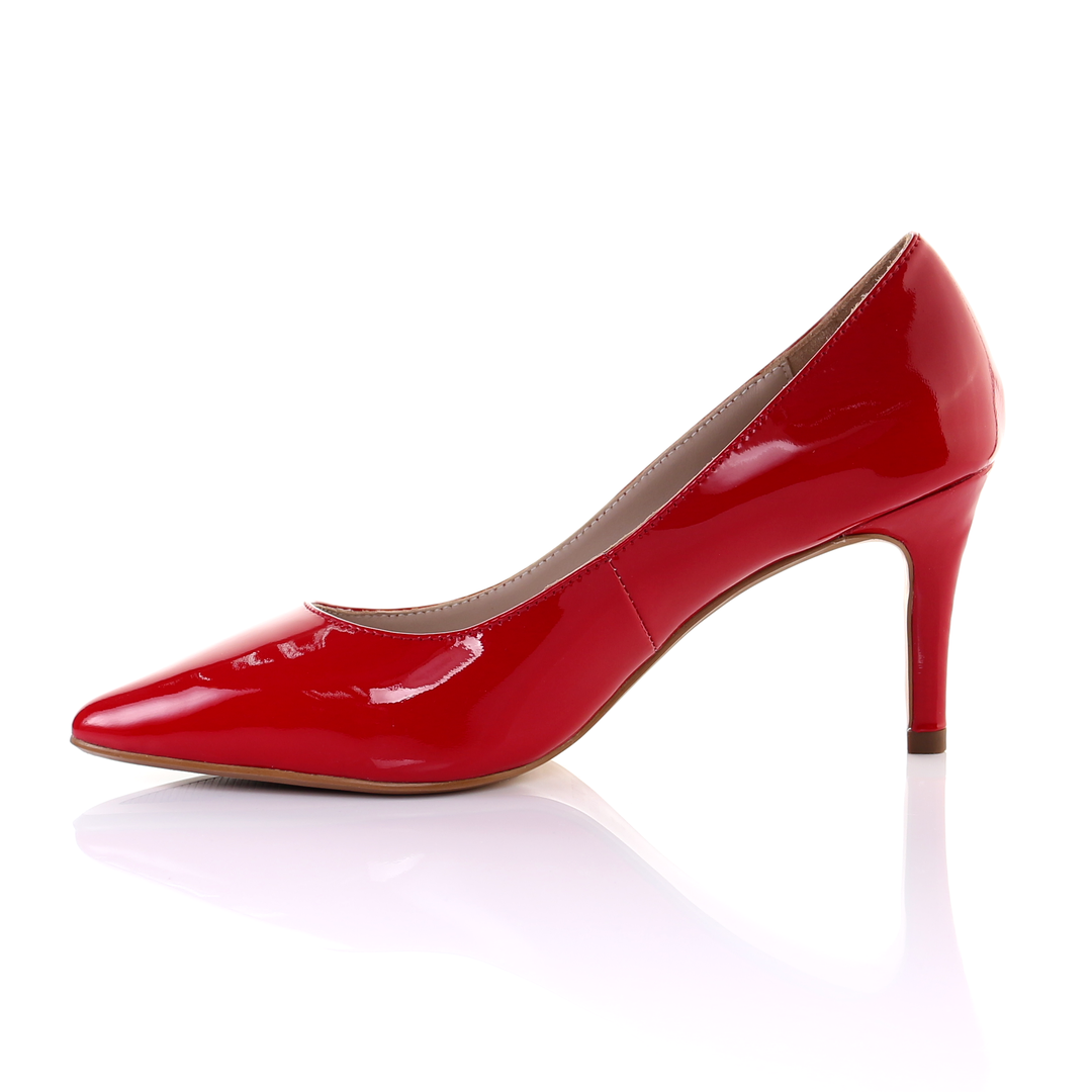 Patent Leather 8cm Pin Heel Pointed Toe Pumps Red
