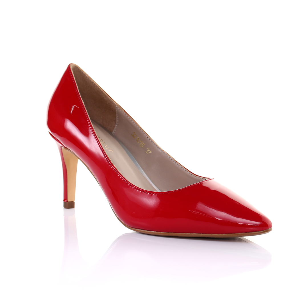 Patent Leather 8cm Pin Heel Pointed Toe Pumps-Red