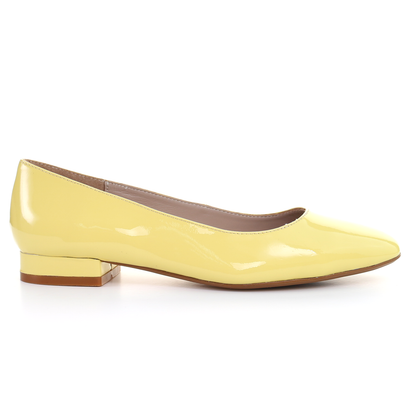 Patent Leather Square Toe Ballerina (Yellow)