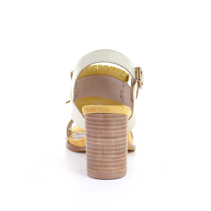 Tassel strappy 7.5cm block heel sandal-Mustard