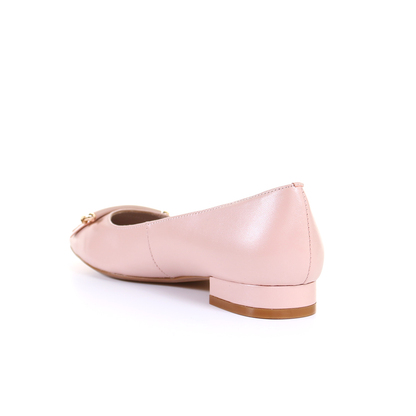 Tassel Leather Square Toe Ballerina (Pink)
