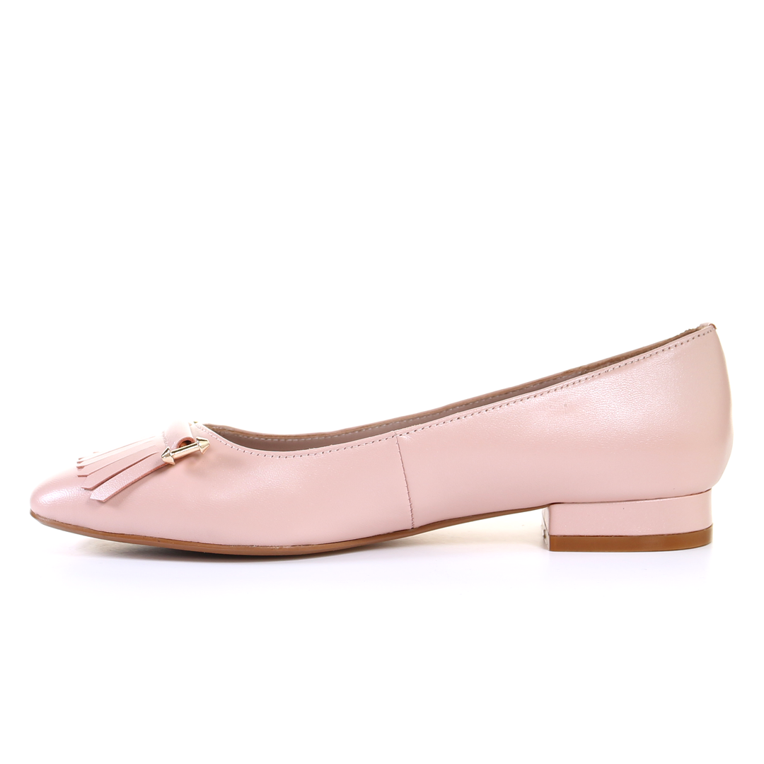 Tassel Leather Square Toe Ballerina (Pink)